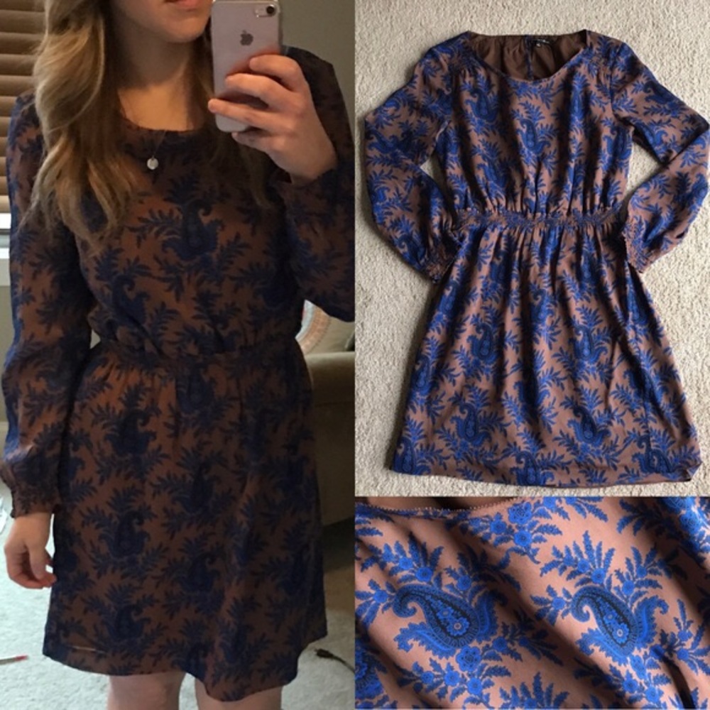 SALE! LAST DAY! Madewell paisley brown blue dress